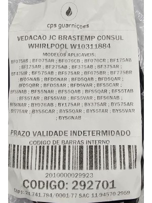 VEDAÇÃO FORNO JC BRASTEMP/CONSUL WHIRLPOOL - W10311884