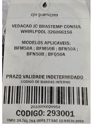 VEDAÇÃO FORNO JC BRASTEMP/CONSUL WHIRLPOOL - 326066156
