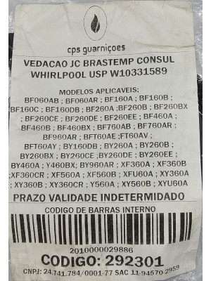 VEDAÇÃO FORNO JC BRASTEMP/CONSUL WHIRLPOOL USP - W10331589