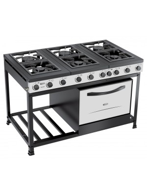 FOGÃO CLARICE SEMI INDUSTRIAL IMPERADOR 6 BOCAS PRETO/BRANCO COM FORNO