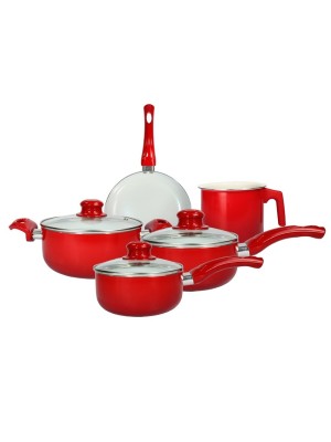 JOGO DE PANELAS CLINK COM REVESTIMENTO CERAMICO TAMPA DE VIDRO 5 PEÇAS CK923