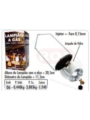 LAMPIÃO A GAS ROA COM VIDRO COM CAMISINHA 50100