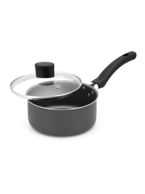 PANELA ALEGRETE ENJOY ANTIADERENTE 16CM CINZA COM TAMPA DE VIDRO 310616