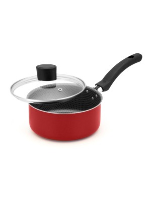 PANELA ALEGRETE ENJOY ANTIADERENTE 16CM VERMELHA COM TAMPA DE VIDRO 314160