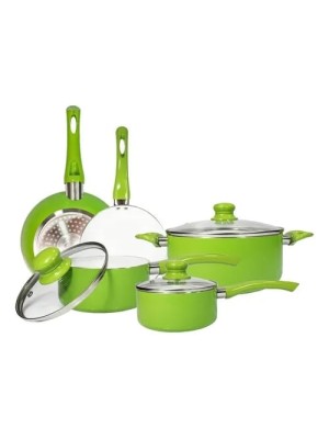 JOGO DE PANELAS CERAMICA 5 PEÇAS VERDE ID821PA